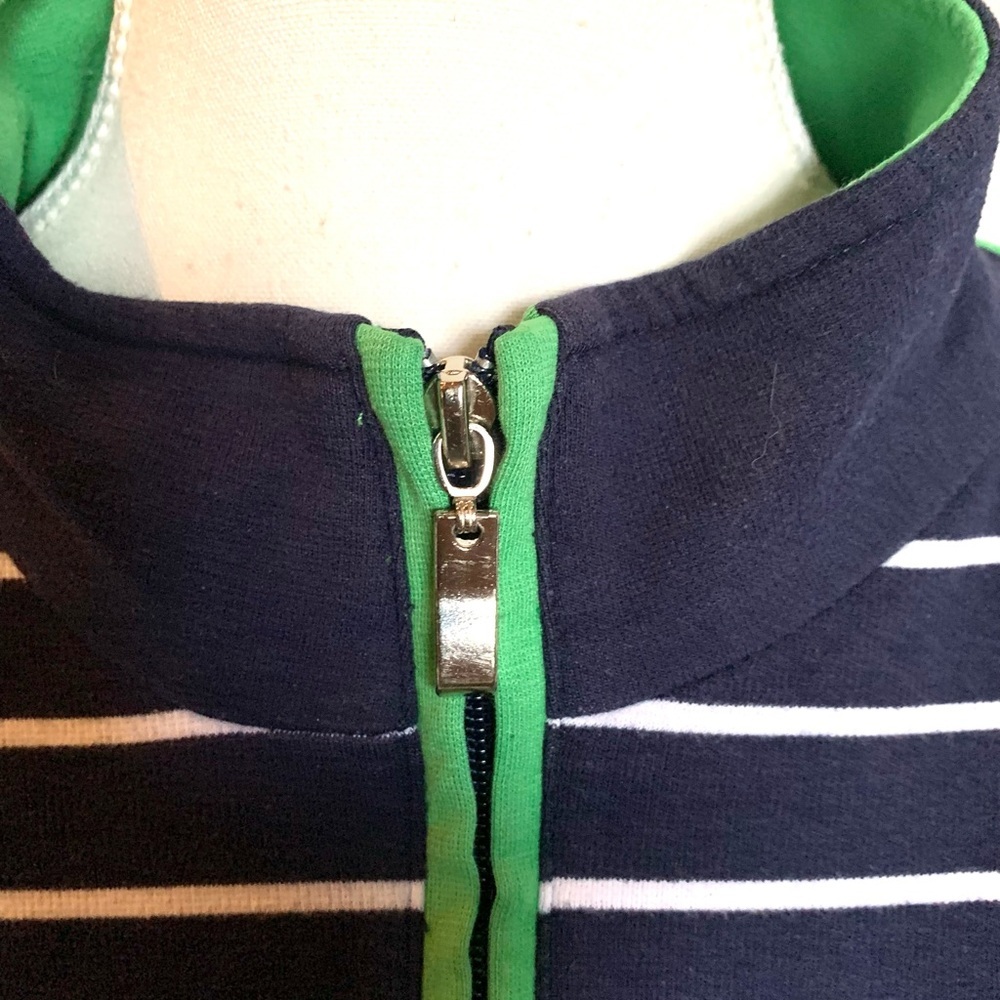 Alia Navy and Green and White Striped‎ Top Thick Warm Fall Jacket - Picture 3 of 7